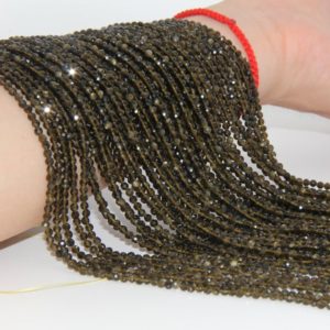 Shop Obsidian Faceted Beads! Semi Precious Stone Faceted Round Beads,Natural Gold Obsidian Gemstone Beads,2mm 3mm 4mm Faceted Beads,Jewelry Gemstone Beads. | Natural genuine faceted Obsidian beads for beading and jewelry making.  #jewelry #beads #beadedjewelry #diyjewelry #jewelrymaking #beadstore #beading #affiliate #ad