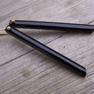 Shop Obsidian Points & Wands! Obsidian stick pinned with solid 14K gold  earwire | Natural genuine stones & crystals in various shapes & sizes. Buy raw cut, tumbled, or polished gemstones for making jewelry or crystal healing energy vibration raising reiki stones. #crystals #gemstones #crystalhealing #crystalsandgemstones #energyhealing #affiliate #ad
