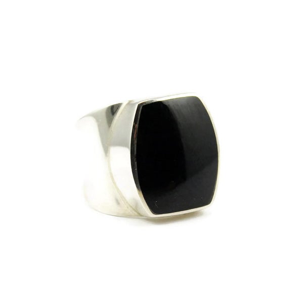 Men Ring Black Obsidian Stone Silver 925e Ring Handmade In Sterling Silver Resizing Available