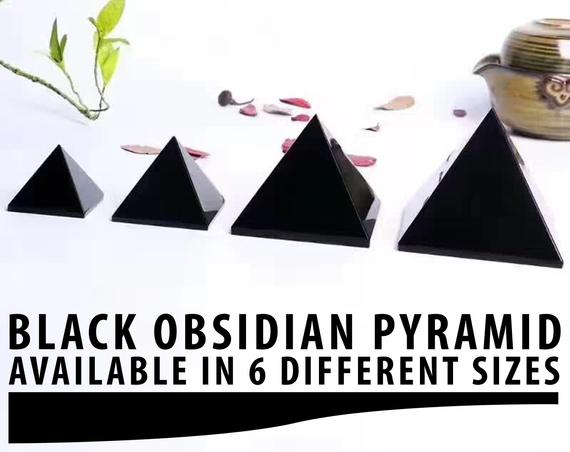 Black Obsidian Crystal Pyramid, Healing Crystals, Reiki Healing
