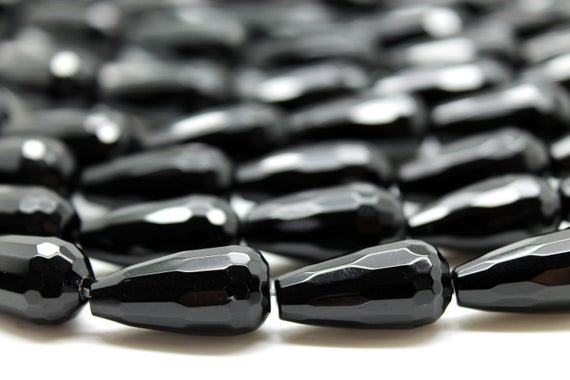 Long Teardrop Beads,black Onyx Beads,semiprecious Beads,drop Beads,black Beads,teardrop Gemstone,jewelry Making,aa Quality - 16" Strand