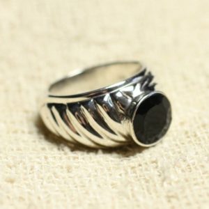 Shop Men's Gemstone Rings! N121 – Bague Argent 925 et Pierre – Onyx Noir Rond Facetté 9mm | Natural genuine Agate rings, simple unique handcrafted gemstone rings. #rings #jewelry #shopping #gift #handmade #fashion #style #affiliate #ad