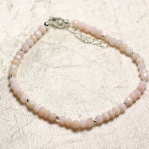 Shop Opal Bracelets! Bracelet 925 sterling silver and stone – faceted rondelles 3mm pink Opal | Natural genuine Opal bracelets. Buy crystal jewelry, handmade handcrafted artisan jewelry for women.  Unique handmade gift ideas. #jewelry #beadedbracelets #beadedjewelry #gift #shopping #handmadejewelry #fashion #style #product #bracelets #affiliate #ad