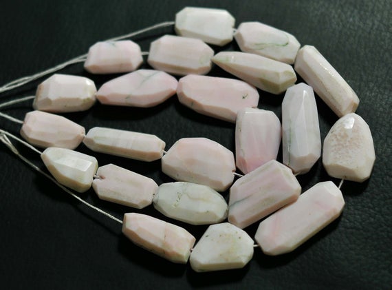 Natural Peru Pink Opal Nuggets 19mm To 29mm Natural Shape Bead Faceted Gemstone Nugget Rare Opal Semi Precious Bead - 7.5 Inch Strand No3840