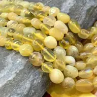 8-9MM YELLOW OPAL GEMSTONE PEBBLE NUGGET CHIP LOOSE BEADS 7.5" 