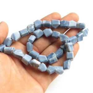 Shop Opal Chip & Nugget Beads! Natural Blue Opal Tumble Beads, Peruvian Blue Opal Step Cut Tumble Beads, 10mm To 14mm Opal Beads, Sold As 17 Inch/8 Inch, GDS1354 | Natural genuine chip Opal beads for beading and jewelry making.  #jewelry #beads #beadedjewelry #diyjewelry #jewelrymaking #beadstore #beading #affiliate #ad