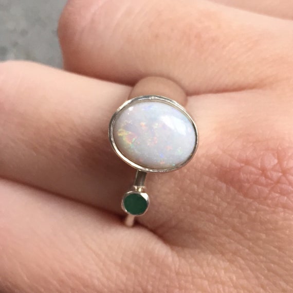 Opal Ring, Natural Opal Ring, Australian Opal, Vintage Opal, October Birthstone, Vintage Rings, White Antique Ring, Sterling Silver Ring