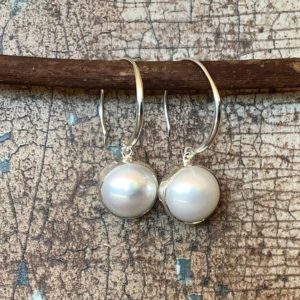 Shop Pearl Earrings! Pearl Silver Drop Earrings, Round Gemstone Drops, Mothers Day Gift, Threader Silver Earrings | Natural genuine Pearl earrings. Buy crystal jewelry, handmade handcrafted artisan jewelry for women.  Unique handmade gift ideas. #jewelry #beadedearrings #beadedjewelry #gift #shopping #handmadejewelry #fashion #style #product #earrings #affiliate #ad