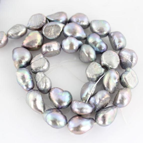 10-11mm Nugget Pearl Beads, Light Gray Freshwater Pearl Beads, Loose Pearls, Pearl Strands, Pearls Necklace Jewelry-30pcs-15.5 Inches--bp003