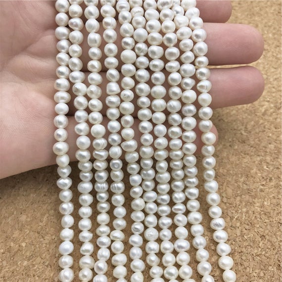 4-5mm Freshwater Pearl Beads, White Pearl Beads, Pearl Jewelry