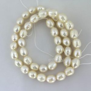 Shop Pearl Bead Shapes! 7-8mm High Quality White Potato Freshwater Pearl Beads, Real Pearls Strand, Loose Baroque Pearl Beads, Wedding Pearls-44pcs–14inches–MY002 | Natural genuine other-shape Pearl beads for beading and jewelry making.  #jewelry #beads #beadedjewelry #diyjewelry #jewelrymaking #beadstore #beading #affiliate #ad