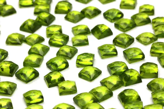 Lab Created Peridot,august Birthstone,green Cabochon,faceted Cabochon,peridot Cabochon,green Quartz Cabochons,wholesale Stones - Aa Quality