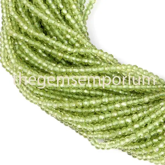 Peridot Faceted Rondelle Shape Beads, 3-3.50mm Peridot Faceted Beads, Peridot , Peridot Beads