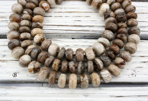 Wood Opalite/ Petrified Wood Rondelle Beads 10.4-13mm (etb00901) Unique Jewelry/vintage Jewelry/gemstone Necklace
