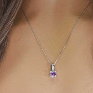 Shop Pink Sapphire Pendants! Natural Pink Sapphire and Diamond Pendant in 14k Gold | Solid 14k Gold | Fine Jewelry | Free Shipping | Natural genuine Pink Sapphire pendants. Buy crystal jewelry, handmade handcrafted artisan jewelry for women.  Unique handmade gift ideas. #jewelry #beadedpendants #beadedjewelry #gift #shopping #handmadejewelry #fashion #style #product #pendants #affiliate #ad
