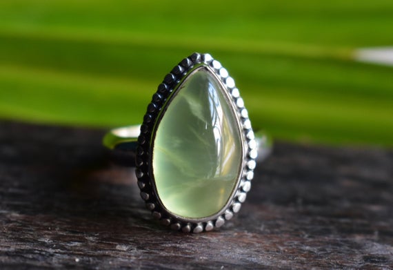 Natural Green Prehnite Ring,natural Prehnite Ring,925 Silver Ring,natural Green Prehnite Ring,handmade Ring,ring For Women,prehnite Ring