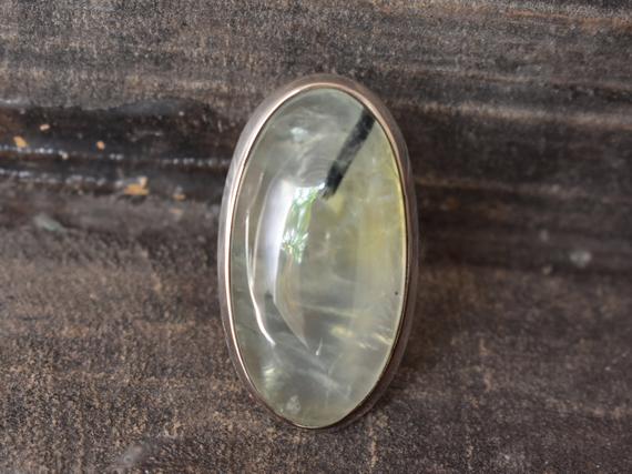 Natural Green Prehnite Ring,natural Prehnite Ring,green Prehnite Rutile Ring,925 Silver Ring,prehnite Ring,oval Shape Ring,natural Prehnite