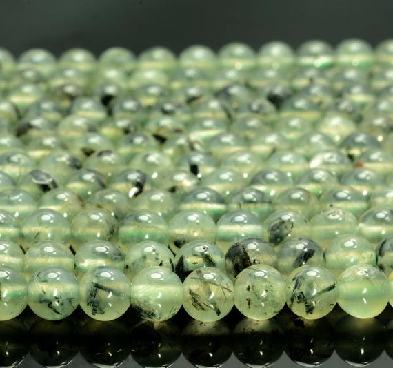 6mm Prehnite Gemstone Green Grade A Round Beads 7.5 Inch Half Strand (80007375 H-a258)