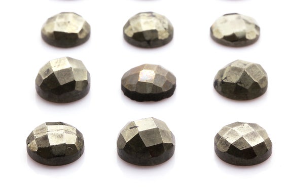 Jewelry Making,faceted Pyrite Cabochon,aa Grade Stones,wholesale Gems,loose Stones For Diy,calibrated Gemstones,faceted Pyrite