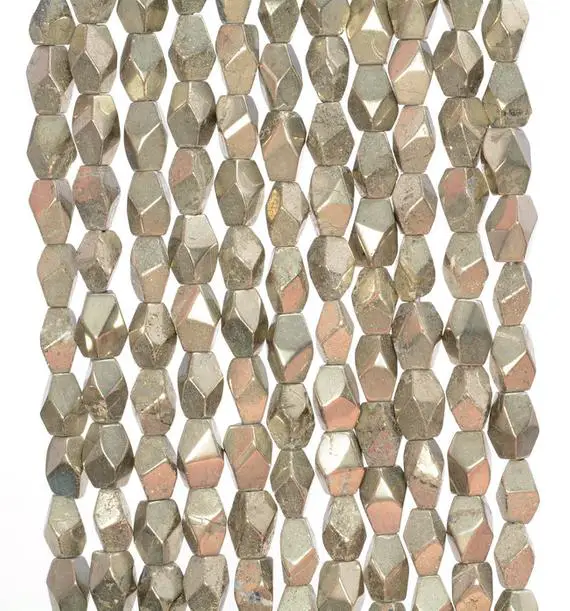 5-7mm Pyrite Gemstone Grade Aaa Faceted Hexagon Nugget Cube Beads 15.5 Inch Full Strand (80007343-406)