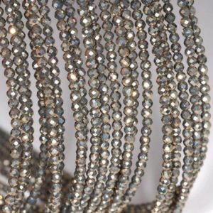 Shop Pyrite Faceted Beads! 2mm Iron Pyrite Gemstone Grade AAA Micro Faceted Fine Round 2mm Loose Beads 15.5 inch Full Strand (80004207-107) | Natural genuine faceted Pyrite beads for beading and jewelry making.  #jewelry #beads #beadedjewelry #diyjewelry #jewelrymaking #beadstore #beading #affiliate #ad