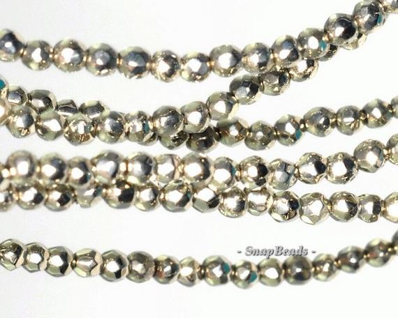 2mm Palazzo Iron Pyrite Gemstone Grade Aa Faceted Round 2mm Loose Beads 16 Inch Full Strand (90114687-147)