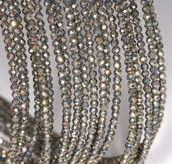 3mm Iron Pyrite Gemstone Grade Aaa Micro Faceted Fine Round 3mm Loose Beads 15.5 Inch Full Strand (90190667-147)
