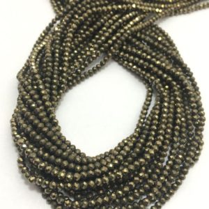 Shop Pyrite Faceted Beads! On Sale Bunch of Pyrite Micro Faceted Rondelle  2 to 2.5 mm  Gemstone Beads Strand / Pyrite Rondelles / Micro Faceted Pyrite Wholesale | Natural genuine faceted Pyrite beads for beading and jewelry making.  #jewelry #beads #beadedjewelry #diyjewelry #jewelrymaking #beadstore #beading #affiliate #ad