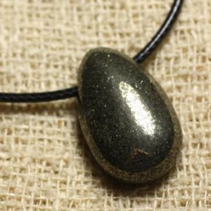 Shop Pyrite Pendants! Stone – Pyrite Golden drop 25mm pendant necklace | Natural genuine Pyrite pendants. Buy crystal jewelry, handmade handcrafted artisan jewelry for women.  Unique handmade gift ideas. #jewelry #beadedpendants #beadedjewelry #gift #shopping #handmadejewelry #fashion #style #product #pendants #affiliate #ad