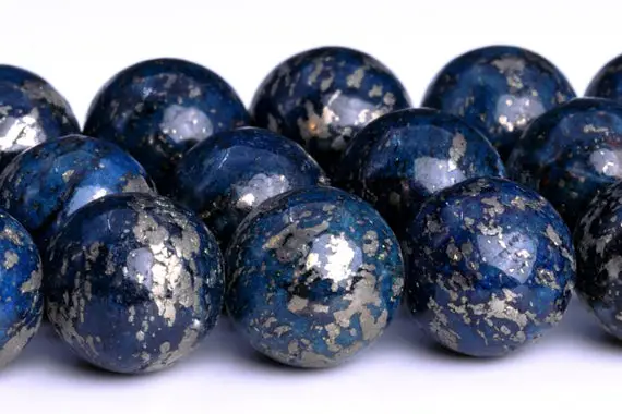 12mm Deep Blue Pyrite Beads Grade Aaa Natural Gemstone  Round Loose Beads 15.5"/ 7.5" Bulk Lot Options (104158)