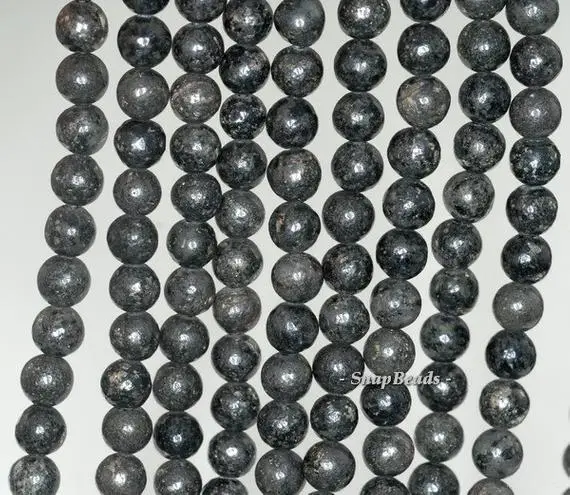 6mm Iron Pyrite Gemstone Black Grey Round 6mm Loose Beads 15.5 Inch Full Strand (90187836-421)