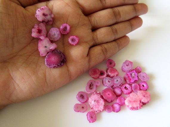 20 Pieces 7mm To 14mm Each Tiny Pink Solar Quartz Stalactite Flat Loose Gemstones