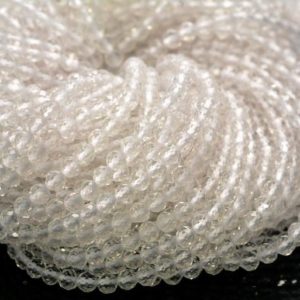 3MM Rock Crystal Clear Quartz Gemstone Micro Faceted Round Grade Aaa Beads 15.5inch WHOLESALE (80010170-A194) | Natural genuine faceted Quartz beads for beading and jewelry making.  #jewelry #beads #beadedjewelry #diyjewelry #jewelrymaking #beadstore #beading #affiliate #ad