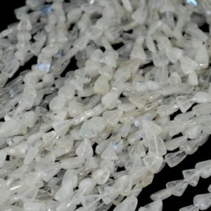 Shop Rainbow Moonstone Chip & Nugget Beads! 7×6-10x7mm Rainbow Moonstone Gemstone Triangle Nugget Pebble Loose Beads 14-15 inch Full Strand (90185145-891) | Natural genuine chip Rainbow Moonstone beads for beading and jewelry making.  #jewelry #beads #beadedjewelry #diyjewelry #jewelrymaking #beadstore #beading #affiliate #ad