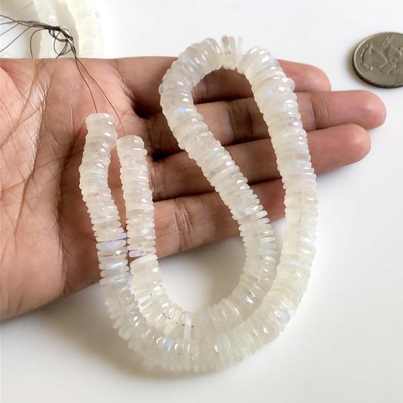 Natural Rainbow Moonstone Faceted Tyre Beads 7mm To 12mm Moonstone Round Tyre Beads Moonstone Jewelry Sold As 13 Inches & 7 Inches Gds1719