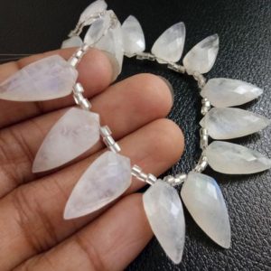 Shop Rainbow Moonstone Bead Shapes! 10×19.5mm Rainbow Moonstone Faceted Shield Bead, Natural Rainbow Moonstone Both Side Faceted Fancy Beads Necklace (4IN To 8IN Option)- PDG52 | Natural genuine other-shape Rainbow Moonstone beads for beading and jewelry making.  #jewelry #beads #beadedjewelry #diyjewelry #jewelrymaking #beadstore #beading #affiliate #ad