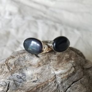 Shop Rainbow Obsidian Rings! Rainbow Obsidian  Wire Wrapped Ring – Silver or Gold – Mens – Unisex – Size 7 8 9 10 11 12 –  KDMENS by Kimberly DeWald – Limited Edition | Natural genuine Rainbow Obsidian mens fashion rings, simple unique handcrafted gemstone men's rings, gifts for men. Anillos hombre. #rings #jewelry #crystaljewelry #gemstonejewelry #handmadejewelry #affiliate #ad