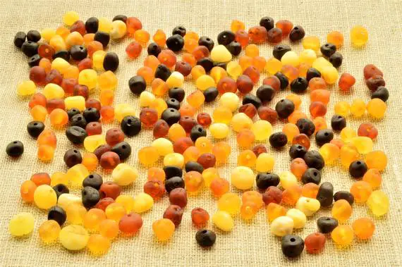 Raw Natural Amber Beads Bq 80-120 Psc (10 Grams) Small Beads (4-6mm) Jewelry Supplies Beads, Baltic Amber Mixed Colors