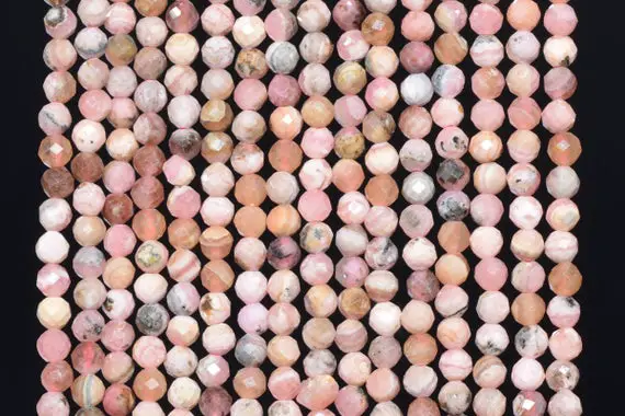 Not Restockable Genuine Natural Argentina Rhodochrosite Gemstone Beads 3mm Faceted Round A Quality Loose Beads (107781)