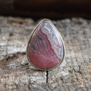 Shop Rhodochrosite Rings! rhodochrosite ring,natural rhodochrosite ring,925 silver ring,gemstone ring,drop shape ring | Natural genuine Rhodochrosite rings, simple unique handcrafted gemstone rings. #rings #jewelry #shopping #gift #handmade #fashion #style #affiliate #ad
