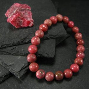 Rhodonite Genuine Bracelet ~ 7 Inches  ~ 10mm Round Beads | Natural genuine Rhodonite bracelets. Buy crystal jewelry, handmade handcrafted artisan jewelry for women.  Unique handmade gift ideas. #jewelry #beadedbracelets #beadedjewelry #gift #shopping #handmadejewelry #fashion #style #product #bracelets #affiliate #ad