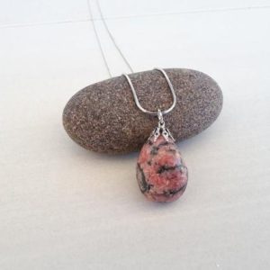 Shop Rhodonite Necklaces! Rhodonite necklace / Rhodonite Pendant. Healing crystal jewelry, Rhodonite Crystal pendant necklace for women is the best gift for women | Natural genuine Rhodonite necklaces. Buy crystal jewelry, handmade handcrafted artisan jewelry for women.  Unique handmade gift ideas. #jewelry #beadednecklaces #beadedjewelry #gift #shopping #handmadejewelry #fashion #style #product #necklaces #affiliate #ad