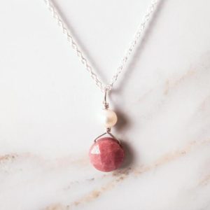 Shop Rhodonite Jewelry! Rhodonite Necklace, Sterling Silver or Gold Filled, Rhodonite and Pearl, Rhodonite Pendant Gift for Her, Necklace and Earring Set | Natural genuine Rhodonite jewelry. Buy crystal jewelry, handmade handcrafted artisan jewelry for women.  Unique handmade gift ideas. #jewelry #beadedjewelry #beadedjewelry #gift #shopping #handmadejewelry #fashion #style #product #jewelry #affiliate #ad