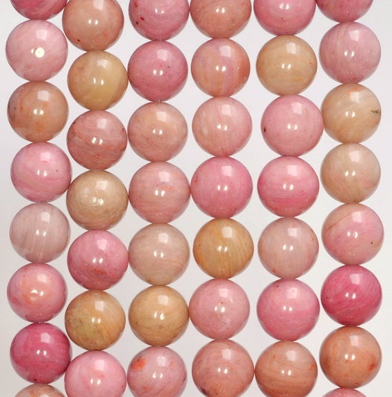 6mm Haitian Flower Rhodonite Gemstone Aaa Pink Red Round Loose Beads 15.5 Inch Full Strand (90184085-357)