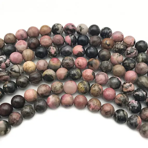 8mm Rhodonite Beads, Round Gemstone Beads, Wholesale Beads