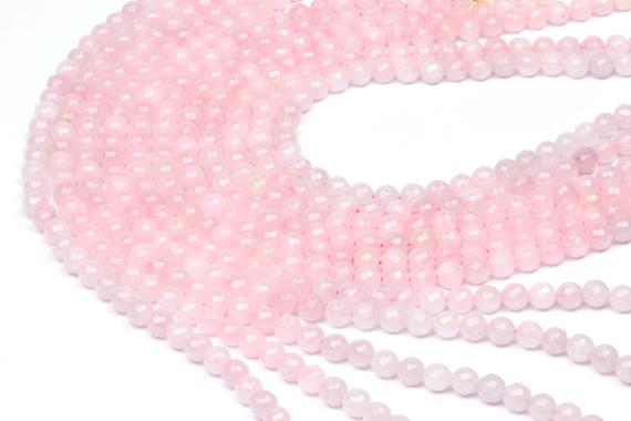 Faceted Beads,semiprecious Beads,rose Quartz Beads,pink Quartz Beads,gemstone Beads, Natural Beads - 16" Full Strand