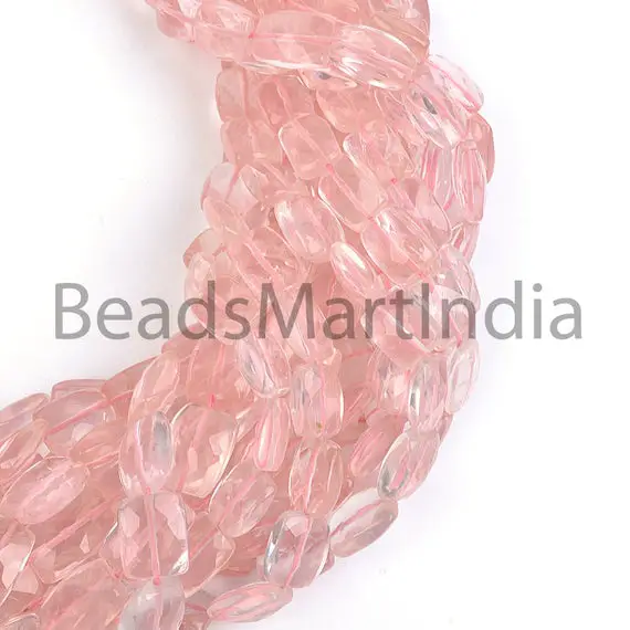 Rose Quartz Faceted Cushion Shape Beads, Rose Quartz Faceted Gemstone Beads, Rose Quartz Beads, Natural Cushion Cut Rose Quartz Beads