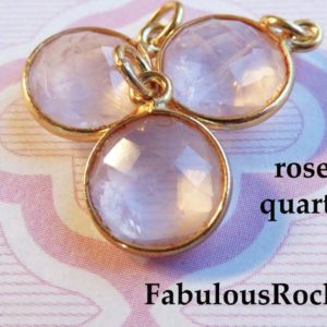 Shop Rose Quartz Pendants! Gem Stone Pendants Gemstone Charms / ROSE QUARTZ January Birthstone Jewelry, 24k Gold Plated or Sterling Silver Bezel, 14×11 mm / gcp6 ll | Natural genuine Rose Quartz pendants. Buy crystal jewelry, handmade handcrafted artisan jewelry for women.  Unique handmade gift ideas. #jewelry #beadedpendants #beadedjewelry #gift #shopping #handmadejewelry #fashion #style #product #pendants #affiliate #ad