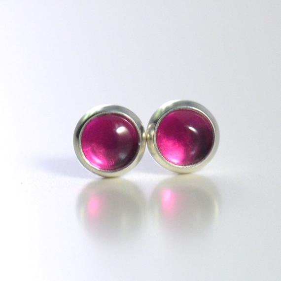 Pink Lab Ruby Corundum 4mm Sterling Silver Stud Earrings Pair