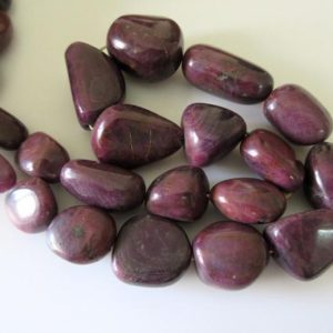Shop Ruby Bead Shapes! Natural Ruby Smooth Tumbles Beads, Natural Color Not Enhanced, 15mm To 22mm, 17 Inch Strand, GDS86 | Natural genuine other-shape Ruby beads for beading and jewelry making.  #jewelry #beads #beadedjewelry #diyjewelry #jewelrymaking #beadstore #beading #affiliate #ad